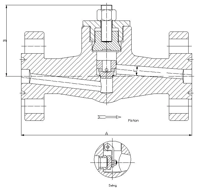 2500LB Integral Flanged Check Valve, Self-Sealing