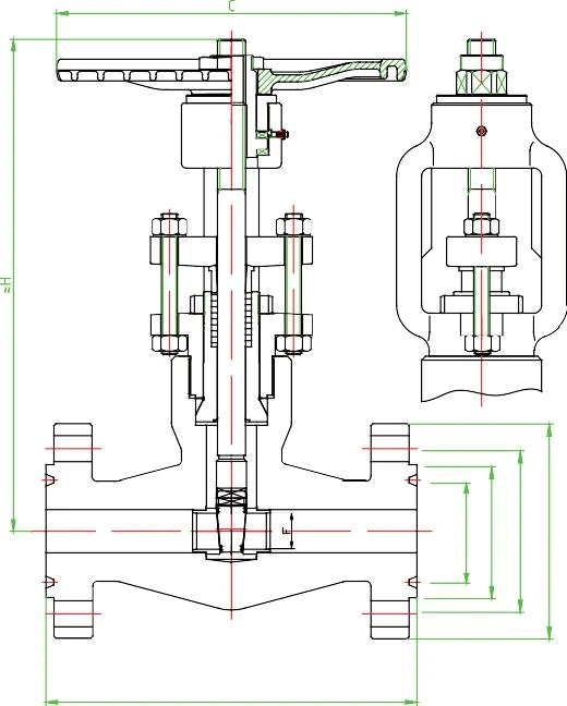 2500LB Integral Flanged Globe Valve, Bolted Bonnet