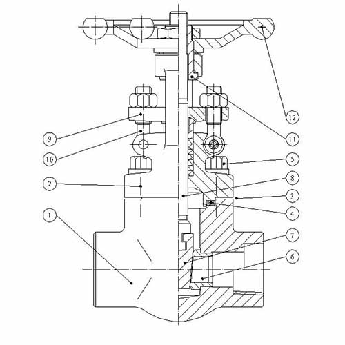 forged steel gate valve drawing