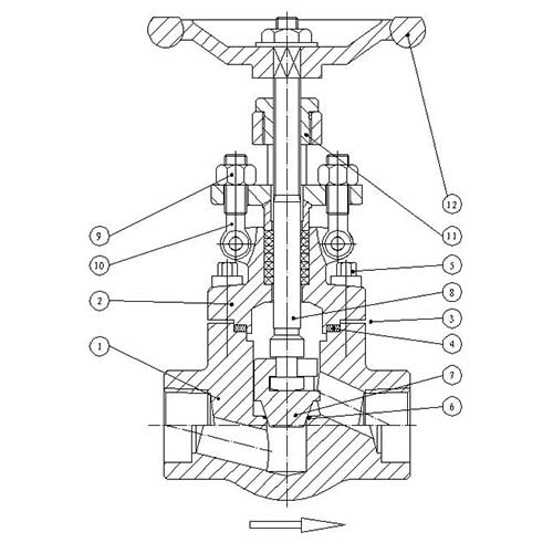 Forged Steel Globe Valve Drawing